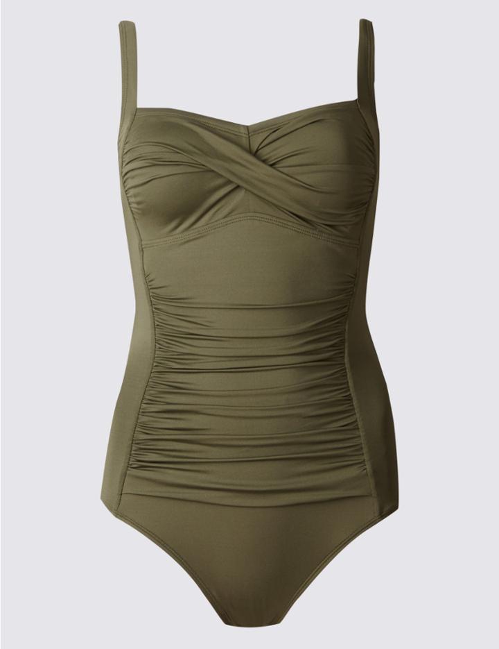 Marks & Spencer Secret Slimming™ Twisted Ruched Swimsuit Khaki