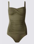 Marks & Spencer Secret Slimming&trade; Twisted Ruched Swimsuit Khaki