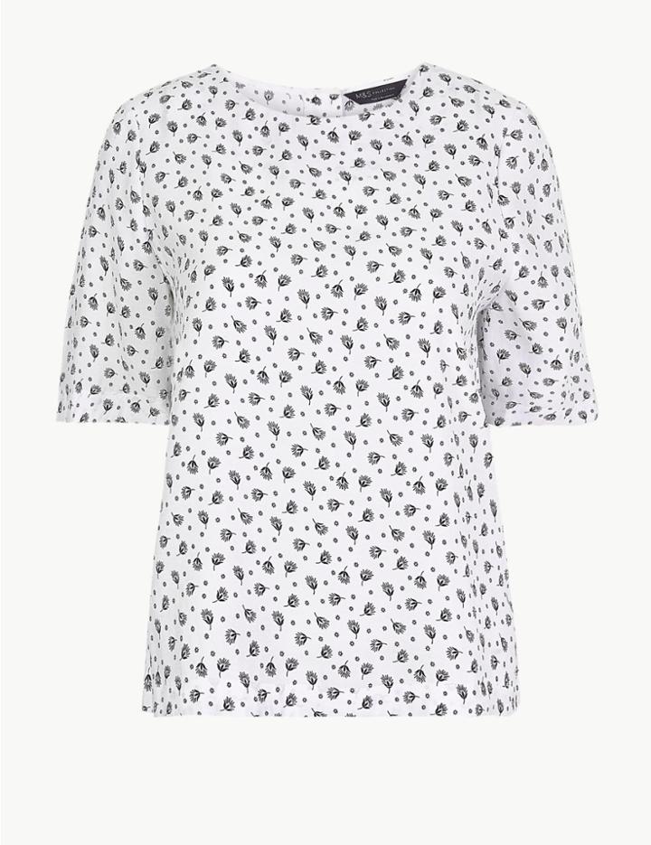 Marks & Spencer Modal Rich Printed Shell Top Ivory Mix