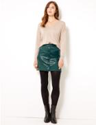 Marks & Spencer Faux Leather A-line Mini Skirt Dark Evergreen