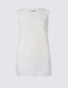 Marks & Spencer Lace Layer Round Neck Sleeveless Tunic Ivory