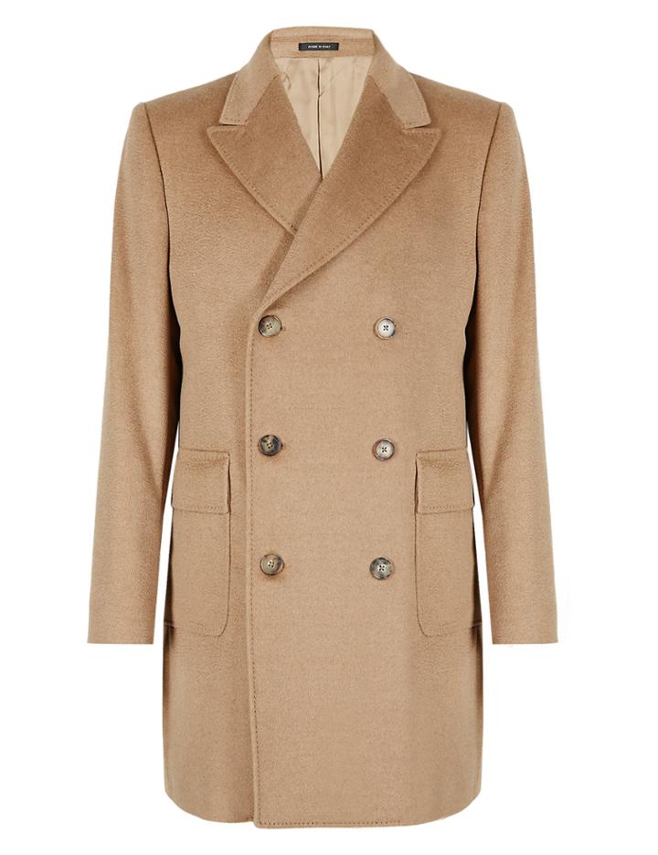 Collezione Camel Hair Double Breasted Coat With Wool