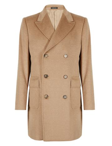 Collezione Camel Hair Double Breasted Coat With Wool