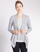 Marks & Spencer Open Front Waterfall Cardigan Light Grey