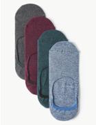 Marks & Spencer 4 Pack Cool & Freshfeet&trade; Invisisble Shoe Liners Forest Green