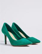 Marks & Spencer Suede Stiletto Heel Pointed Court Shoes Green