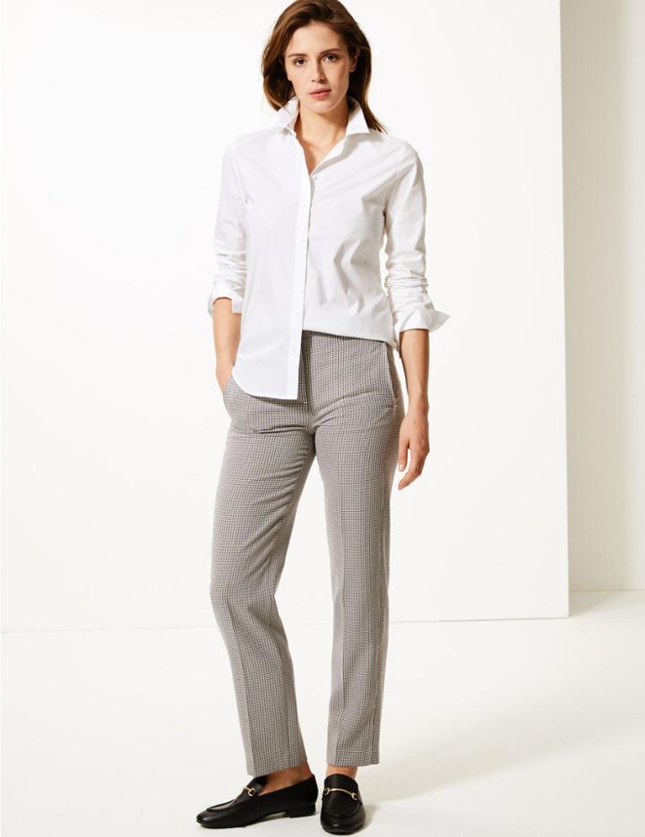 Marks & Spencer Checked Straight Fit Trousers