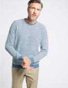 Marks & Spencer Pure Cotton Textured Slim Fit Jumpers White Mix
