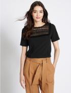 Marks & Spencer Lace Short Sleeve Jersey Top Black