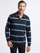 Marks & Spencer Pure Cotton Striped Rugby Top Navy