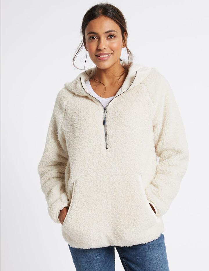 Marks & Spencer Textured Fleece Jacket Neutral