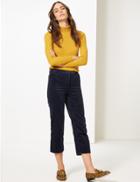 Marks & Spencer Corduroy Straight Leg Cropped Trousers Navy