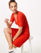 Marks & Spencer Textured Half Sleeve Tea Dress Red