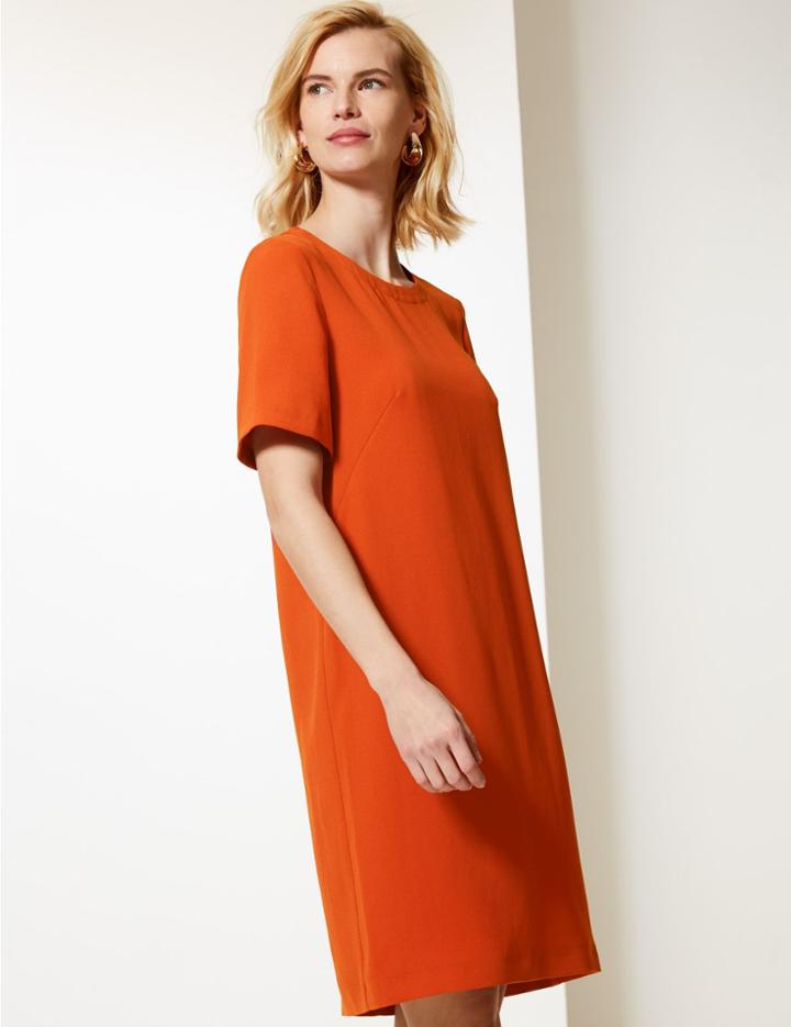 Marks & Spencer Short Sleeve Shift Dress Burnt Orange