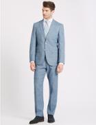 Marks & Spencer Linen Miracle Regular Fit Textured Jacket Blue