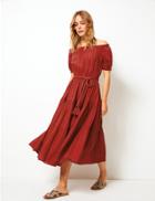 Marks & Spencer Pure Cotton Dobby Waisted Midi Dress Sienna