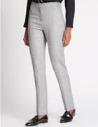Marks & Spencer Slim Leg Flat Front Trousers Grey Mix