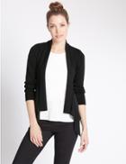 Marks & Spencer Open Front Waterfall Cardigan Black/black