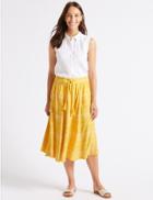 Marks & Spencer Embroidered Full Midi Skirt Yellow Mix