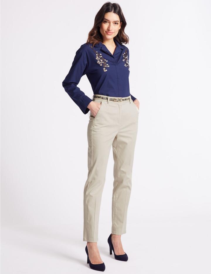 Marks & Spencer Cotton Rich Slim Leg Chinos Natural