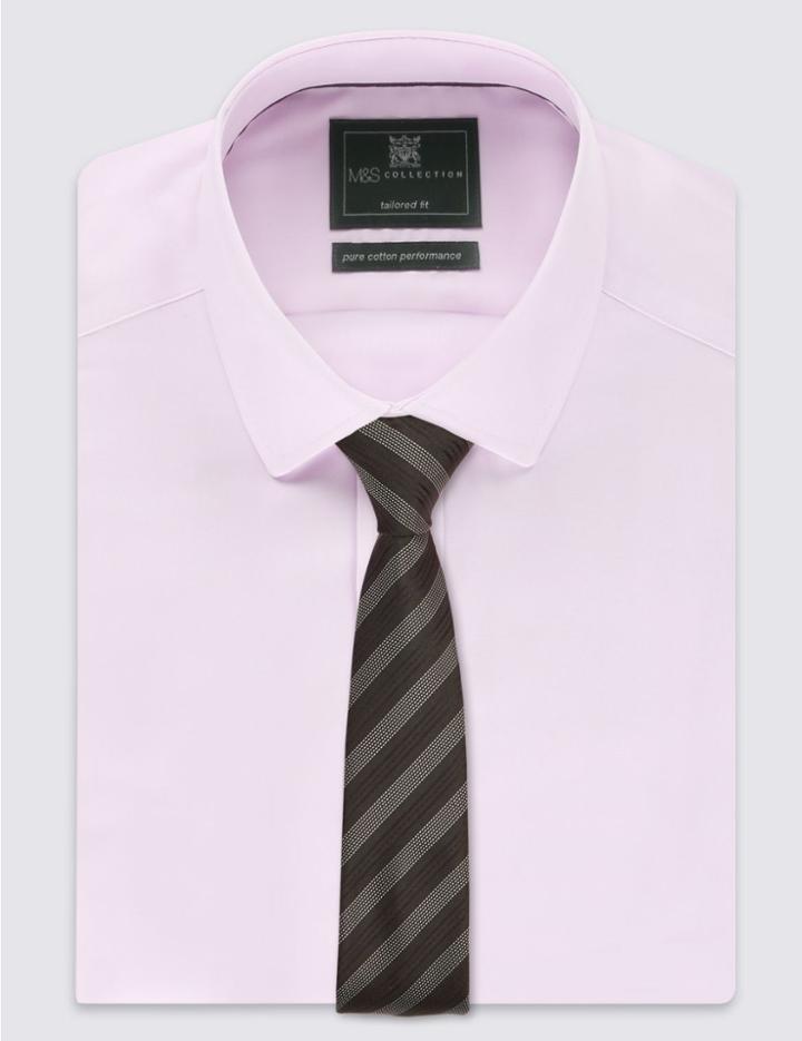 Marks & Spencer Pindot Striped Tie Black