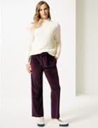 Marks & Spencer Velour Wide Leg Joggers Berry