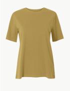 Marks & Spencer Pure Cotton Straight Fit T-shirt Light Green