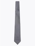 Marks & Spencer Pure Silk Spotted Tie Grey Mix