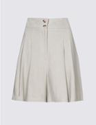 Marks & Spencer Linen Blend Button Detail Tailored Short Grey