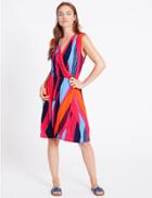 Marks & Spencer Colour Block Wrap Beach Dress Pink Mix