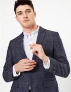 Marks & Spencer Slim Fit Checked Jacket Blue