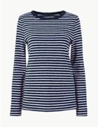 Marks & Spencer Pure Cotton Striped Regular Fit T-shirt Indigo Mix