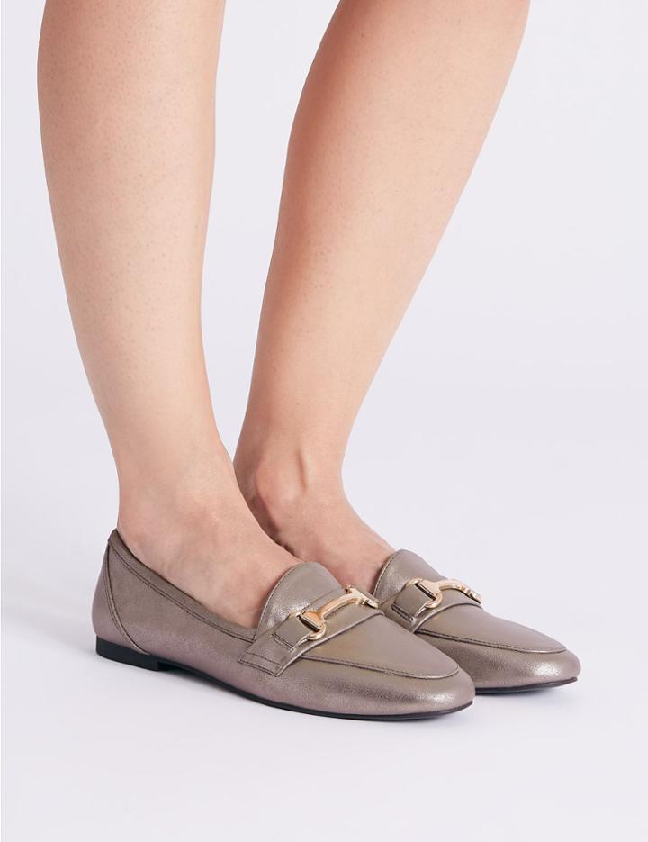 Marks & Spencer Metal Trim Loafers Pewter