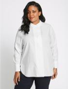Marks & Spencer Curve Pure Cotton Longline Long Sleeve Shirt White