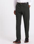 Marks & Spencer Regular Fit Wool Blend Textured Trousers Charcoal Mix