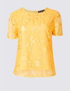 Marks & Spencer Embroidered Short Sleeve Shell Top Yellow Mix