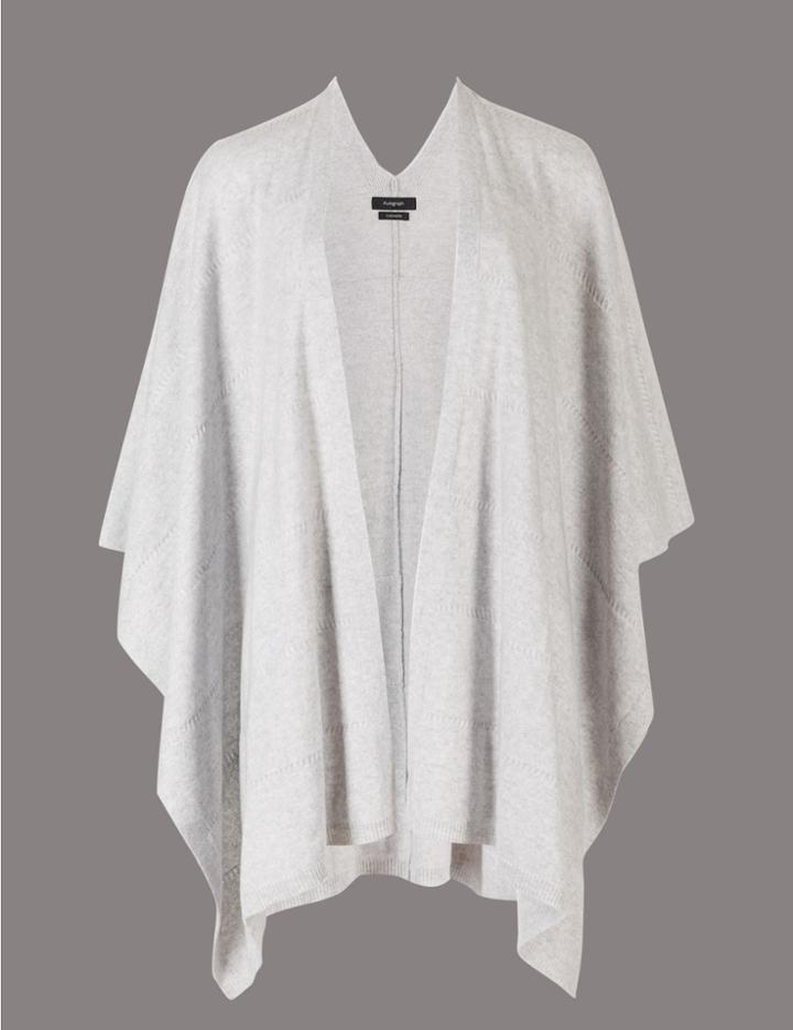 Marks & Spencer Pure Cashmere Stitch Wrap Grey