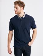 Marks & Spencer Cotton Rich Polo Shirt Navy