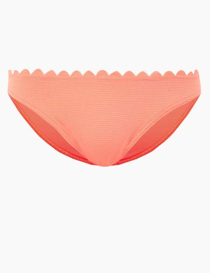 Marks & Spencer Scallop Trim Hipster Bikini Bottoms Coral