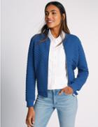 Marks & Spencer Cotton Blend Quilted Jersey Bomber Jacket Blue