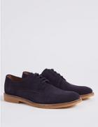 Marks & Spencer Suede Derby Shoes With Stain Resistance Navy