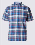 Marks & Spencer Pure Cotton Checked Shirt With Pocket Multi
