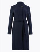 Marks & Spencer Soft Touch Wrap Coat Navy