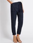 Marks & Spencer Tapered Leg Trousers Navy