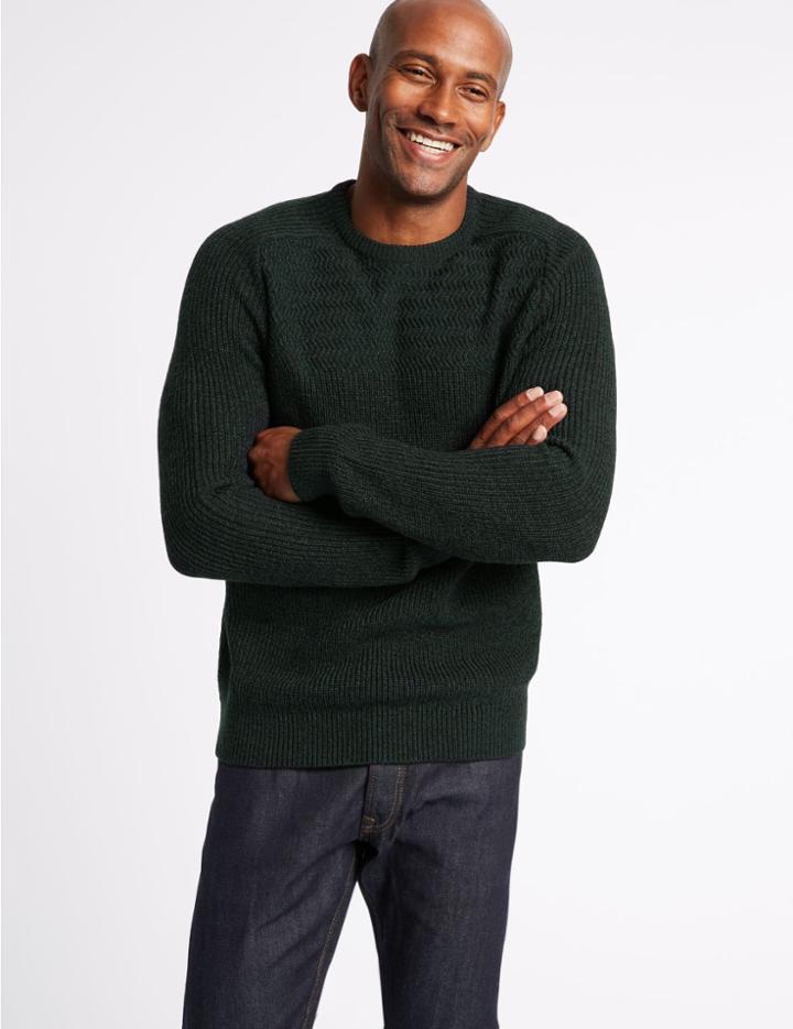 Marks & Spencer Textured Yoke Jumper Dark Teal