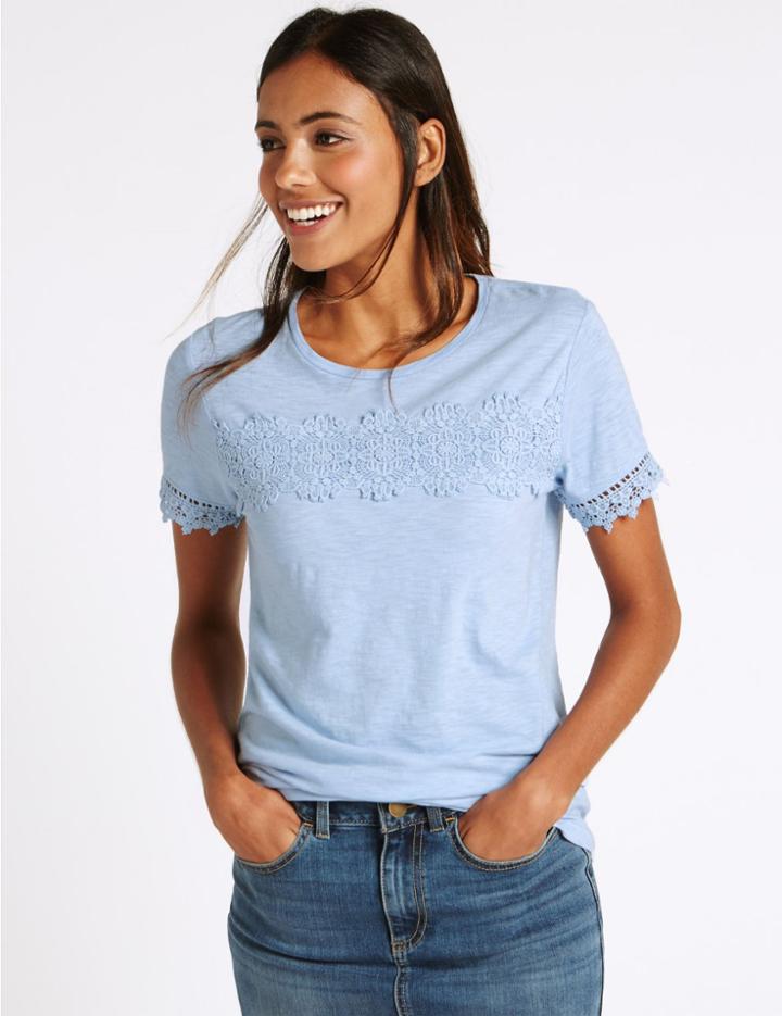 Marks & Spencer Pure Cotton Short Sleeve T-shirt Cornflower