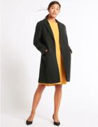 Marks & Spencer 2 Pocket Wool Rich Coat Forest Green