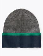 Marks & Spencer Striped Colour Block Beanie Hat Grey Mix