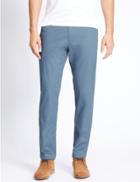 Marks & Spencer Slim Fit Pure Cotton Flat Front Chinos Blue