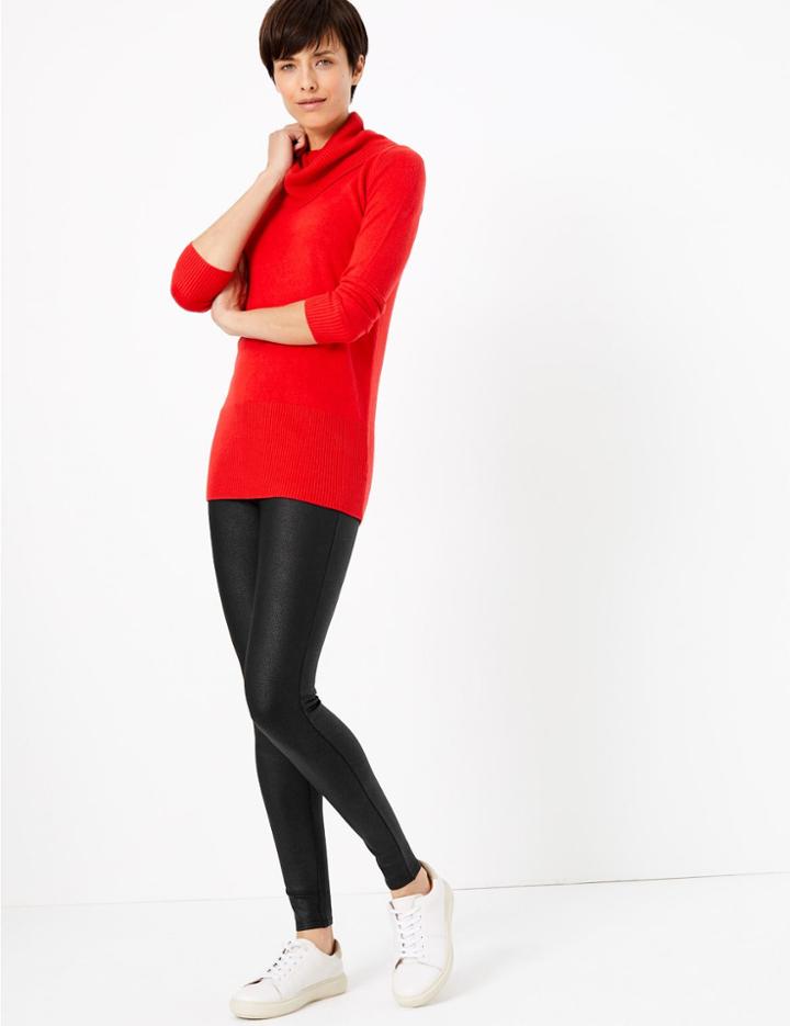Marks & Spencer Coated High Waist Leggings Black